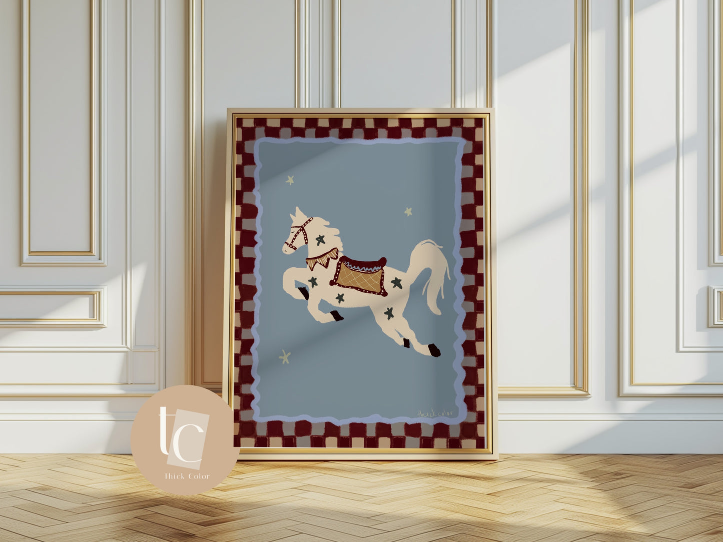 Whimsical horse nursery print