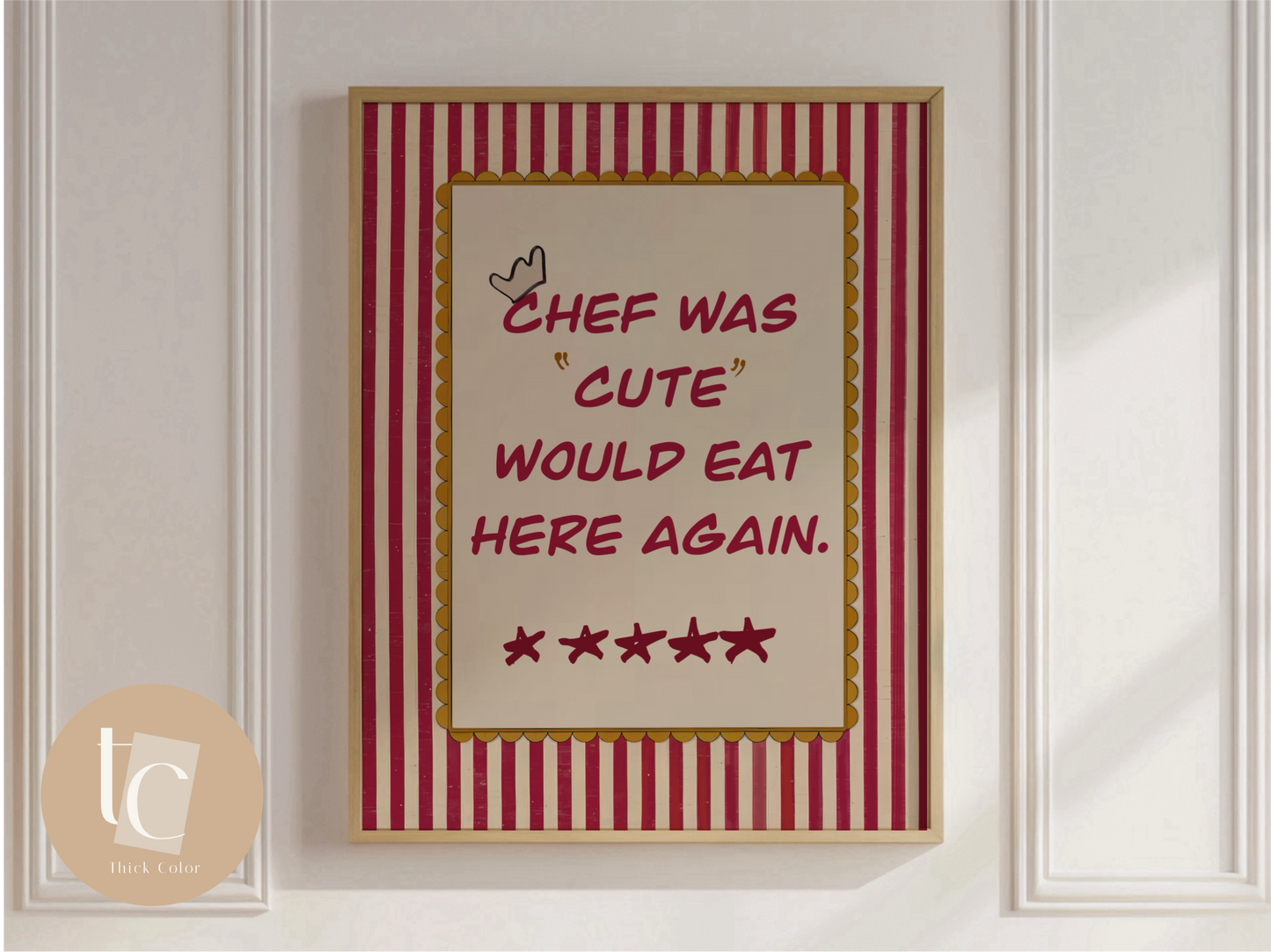 Chef was cute would eat here again wall art funny Print kitchen Wall Art canvas Prints Hallway Posters kitchen Posters chef Physical Print