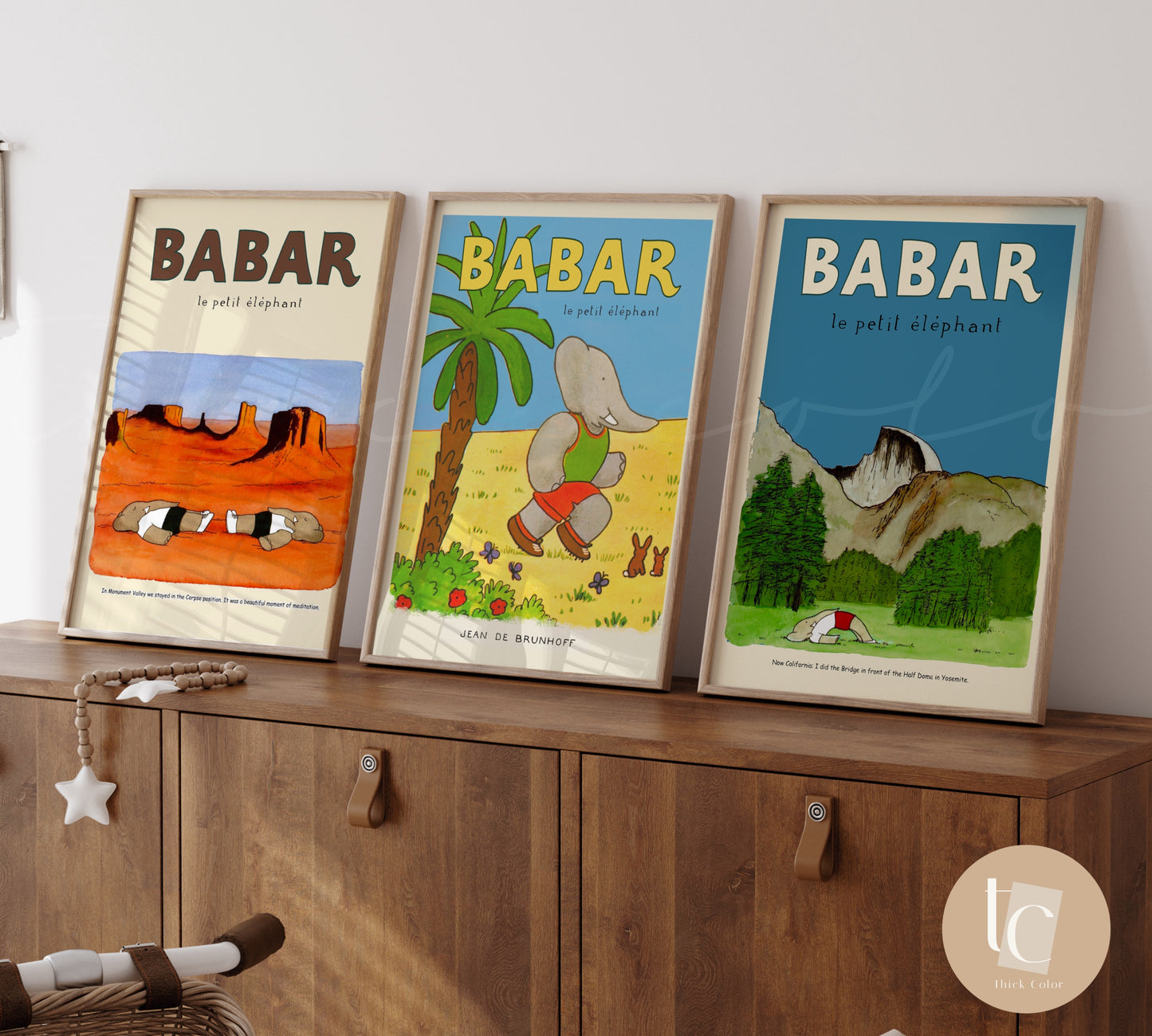 Babar the elephant nursery wall art retro kids decor quote wall art genre neutral baby wall art illustration nursery print