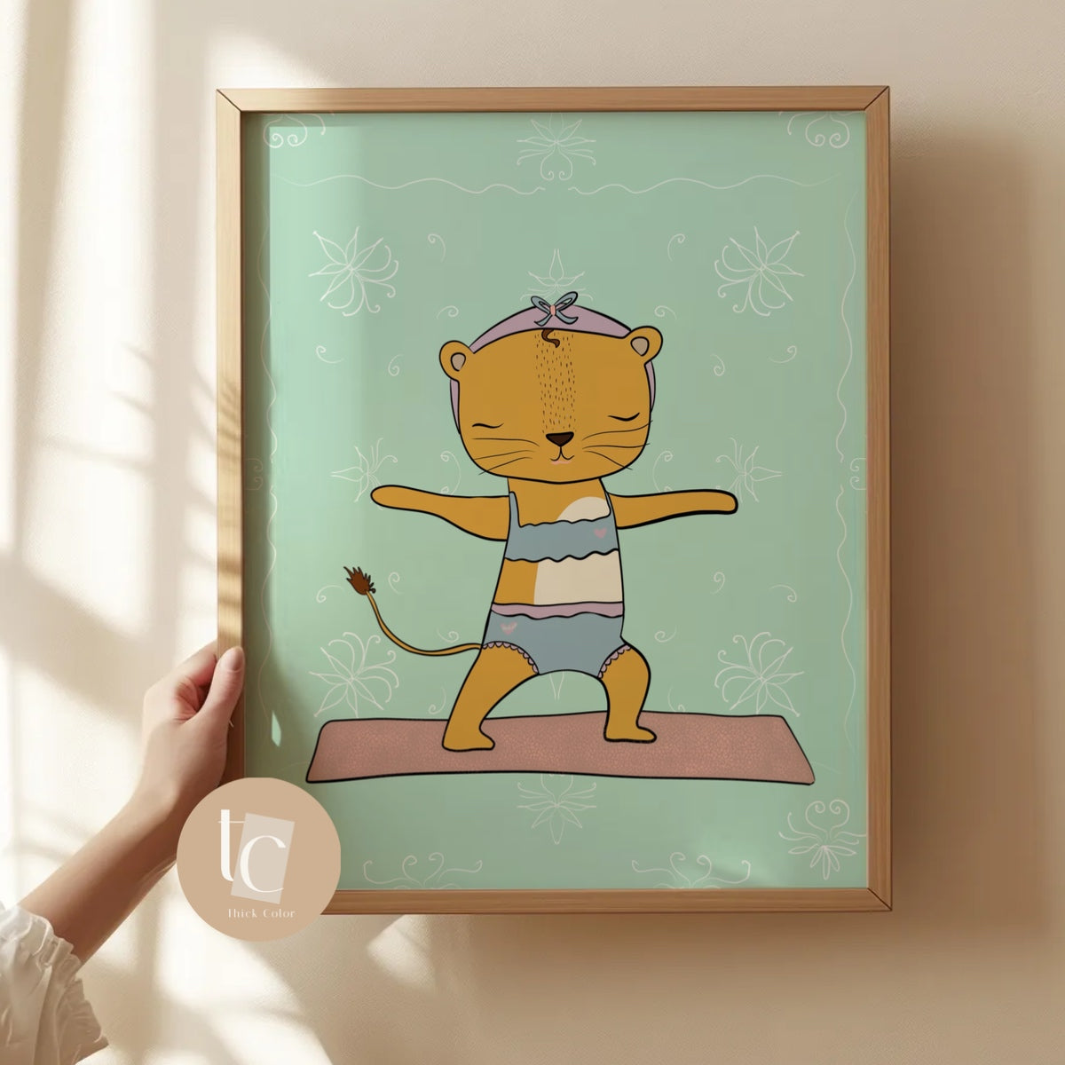 Baby lioness yoga nursery print
