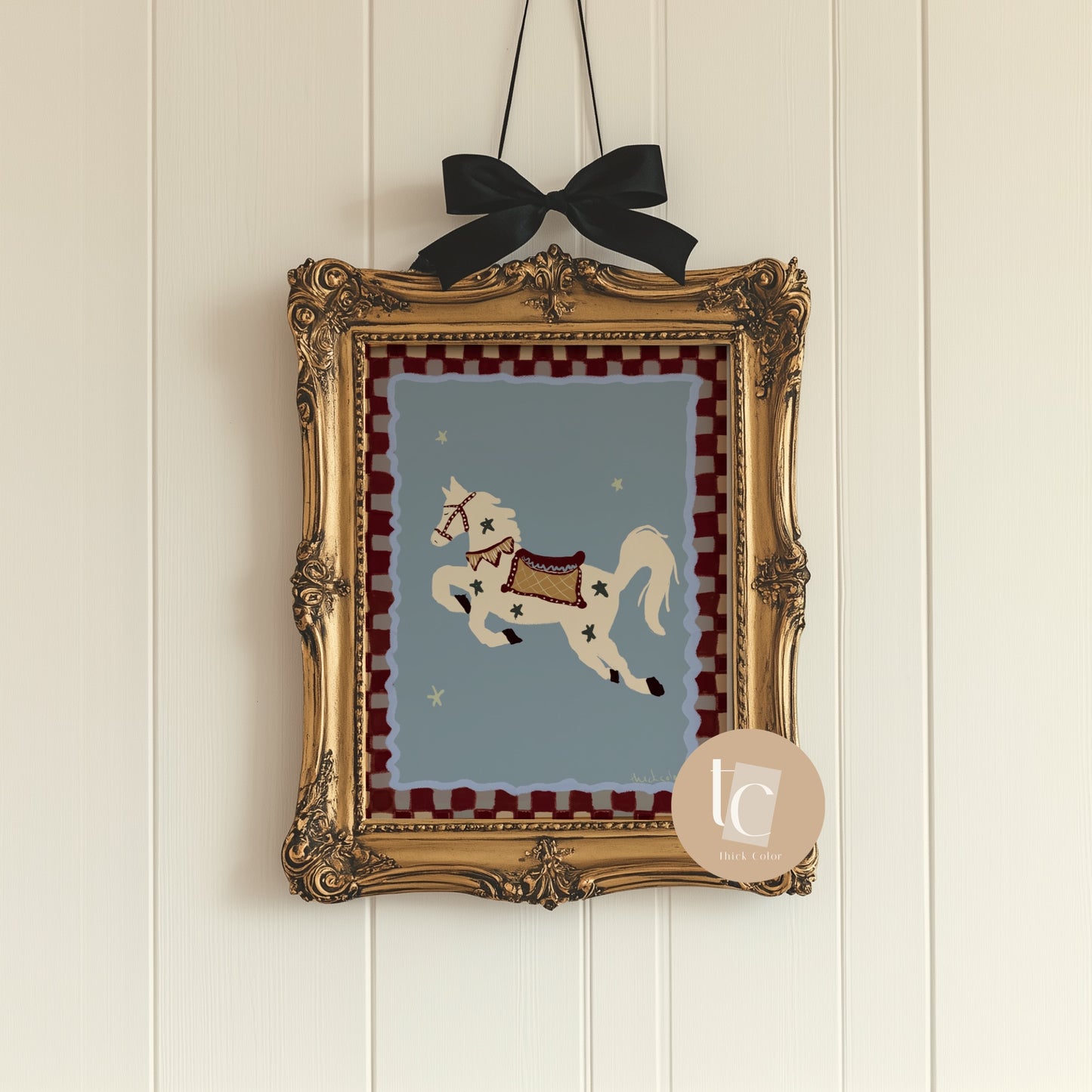 Whimsical horse nursery print