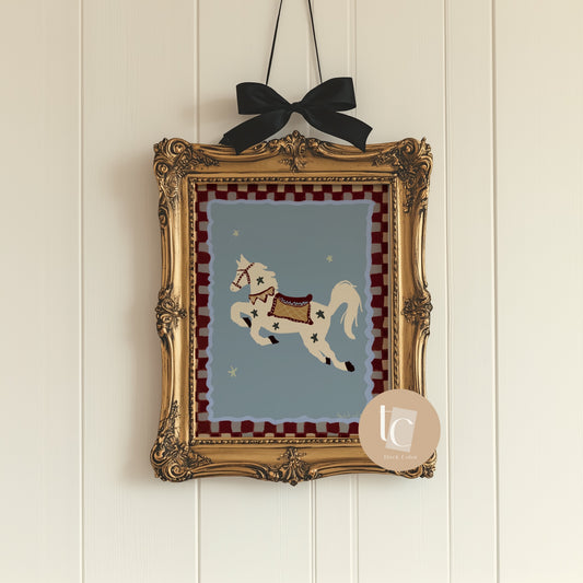Whimsical horse nursery print